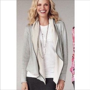 CAbi 534 full zip gray terry shawl jacket medium